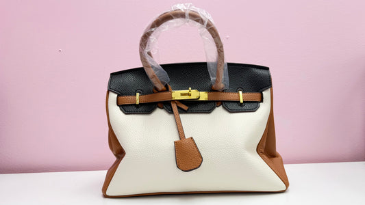 Brown & Ivory leather purse