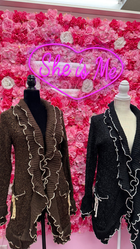 Front Ruffle Cardigan 