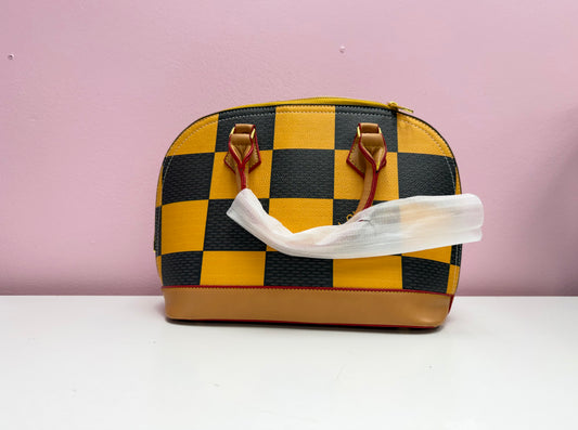 Yellow checkered purse